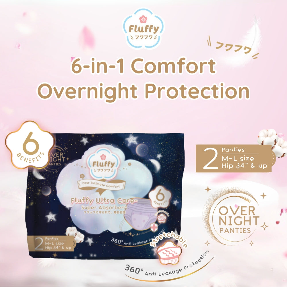 Fluffy Ultra Care Overnight Panties M-L 2 pcs