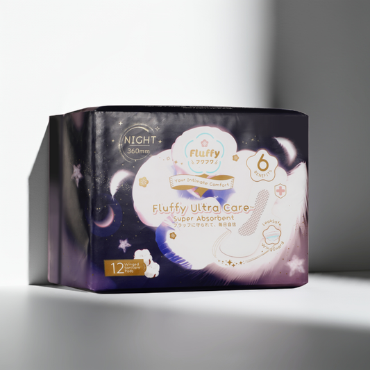 Fluffy Ultra Care Sanitary Pads Night Use 360mm 12pcs