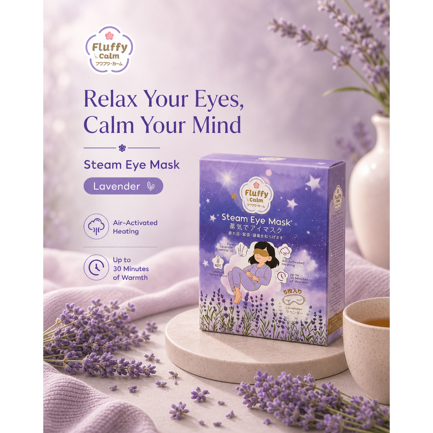 Fluffy Calm Steam Eye Mask Lavender - Fluffy