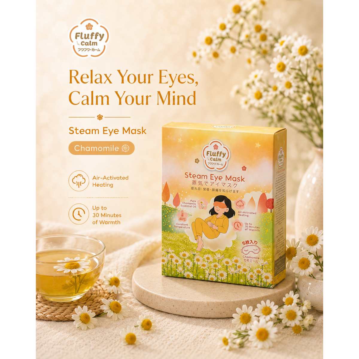Fluffy Calm Steam Eye Mask Chamomile - Fluffy