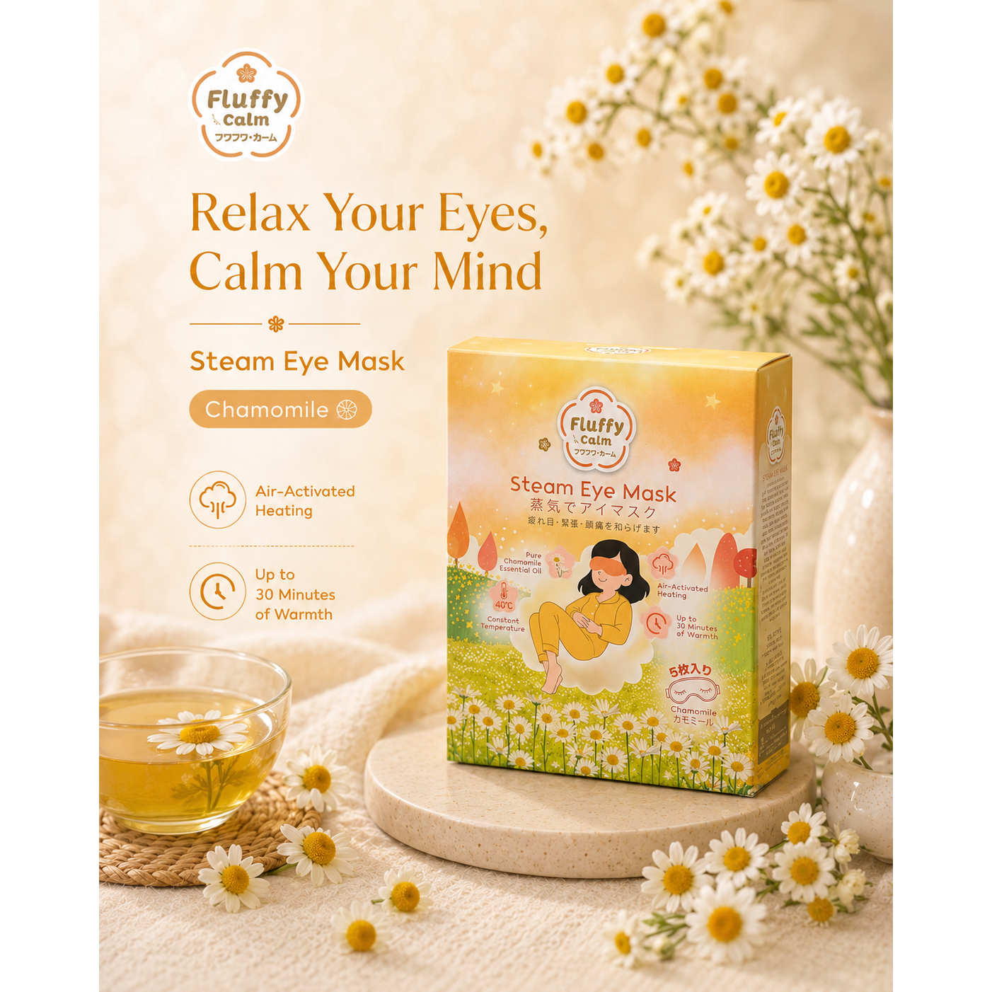 Fluffy Calm Steam Eye Mask Chamomile - Fluffy
